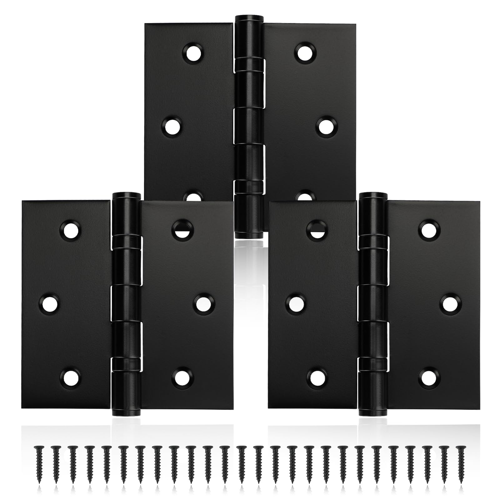 MOZCORN 3 Pack Black Door Hinges 3 x 3 Inches, Stainless Steel